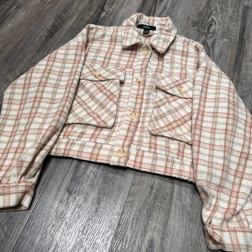 bomber jacket size large neutral plaid